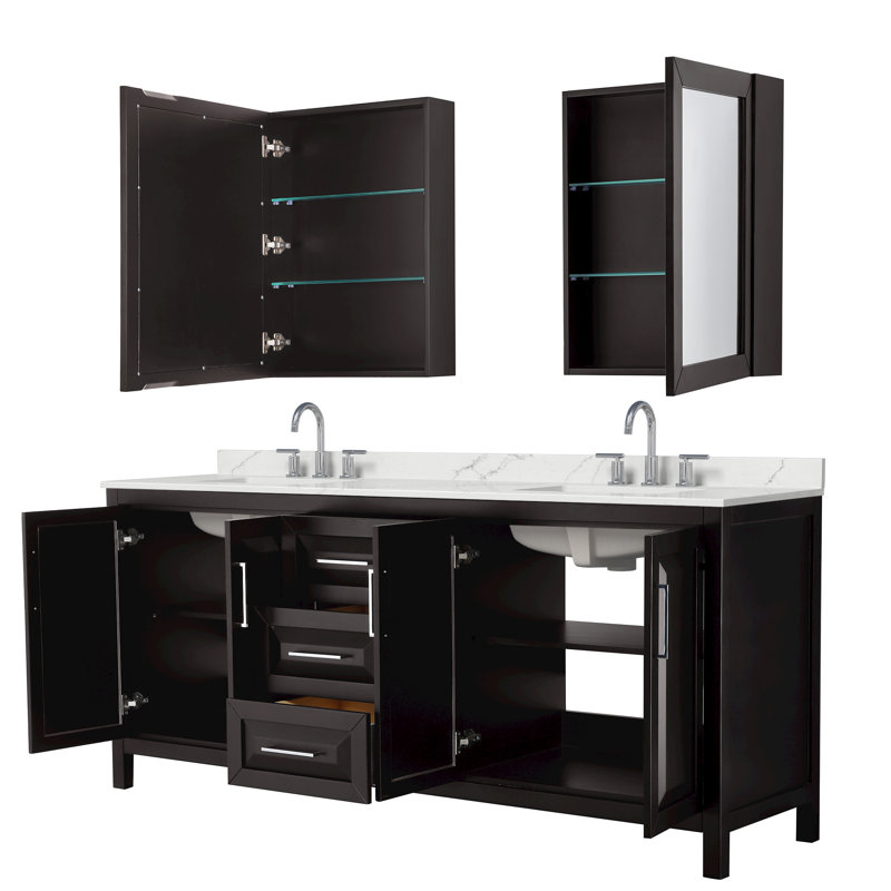 Daria 80'' W Vanity, Polished Chrome, Brown, Giotto Quartz