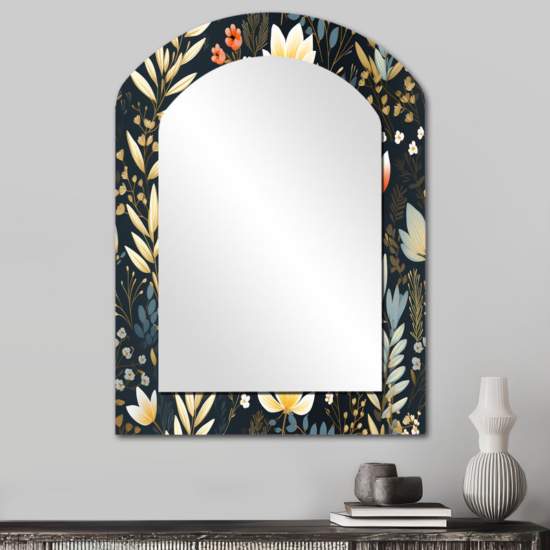 Nature's Exquis Floral Collage - miroir mural décoratif arqué floral, 34 po x 25 po