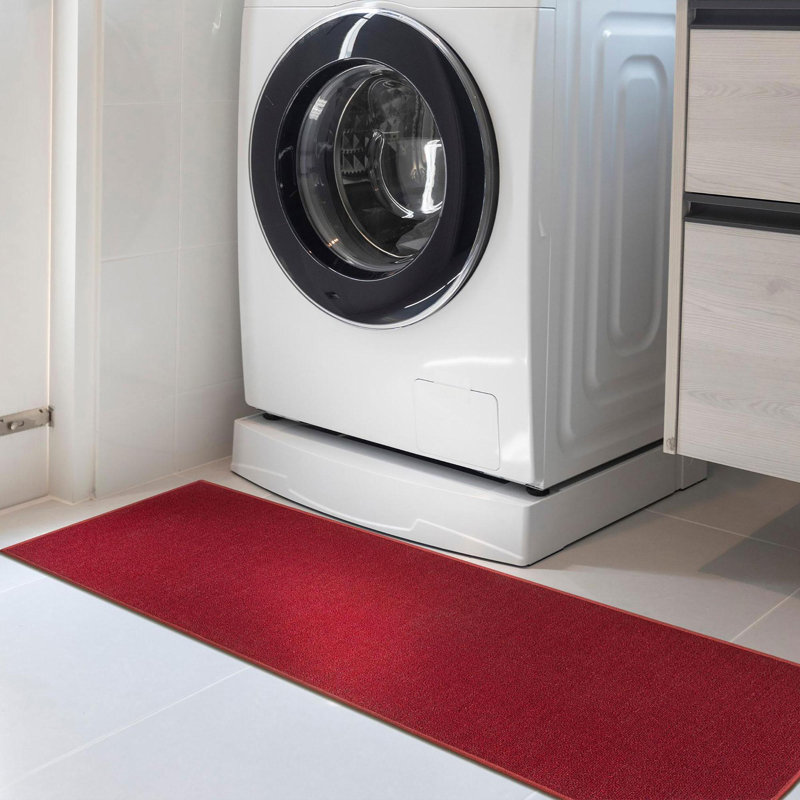 Emmy Red Synthetic Non-Slip Washable Kitchen Mat