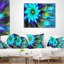 Coussin décoratif à imprimé floral bleu et vert massif
