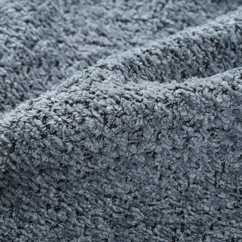 Canapé modulaire courbé de 132 po avec tissu en chenille et ressorts éponge Vargas, Chenille bleu foncé