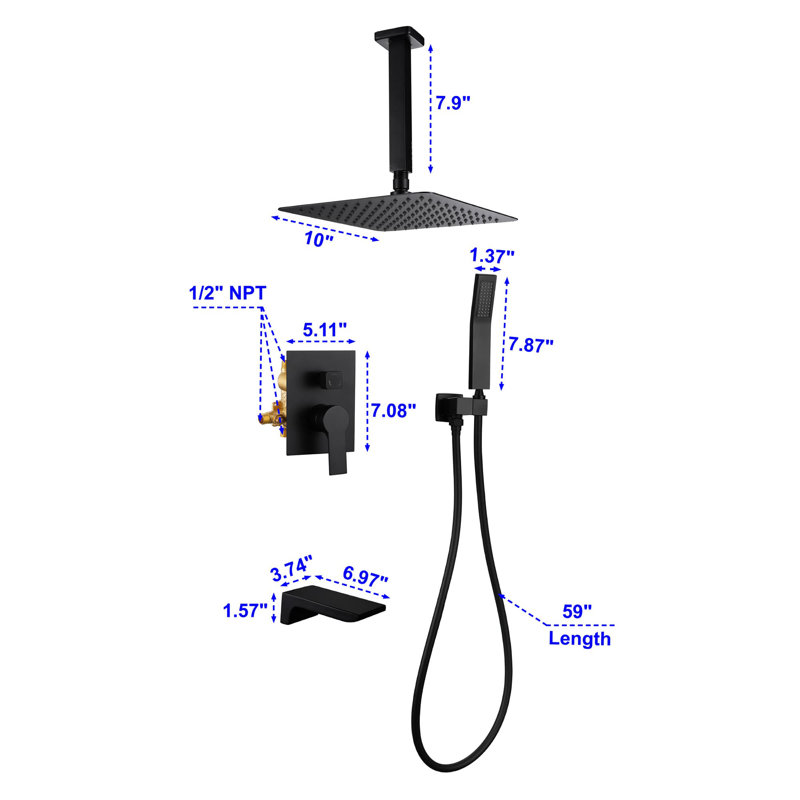 All-In-One Kit with Rough in-Valve, Matte Black