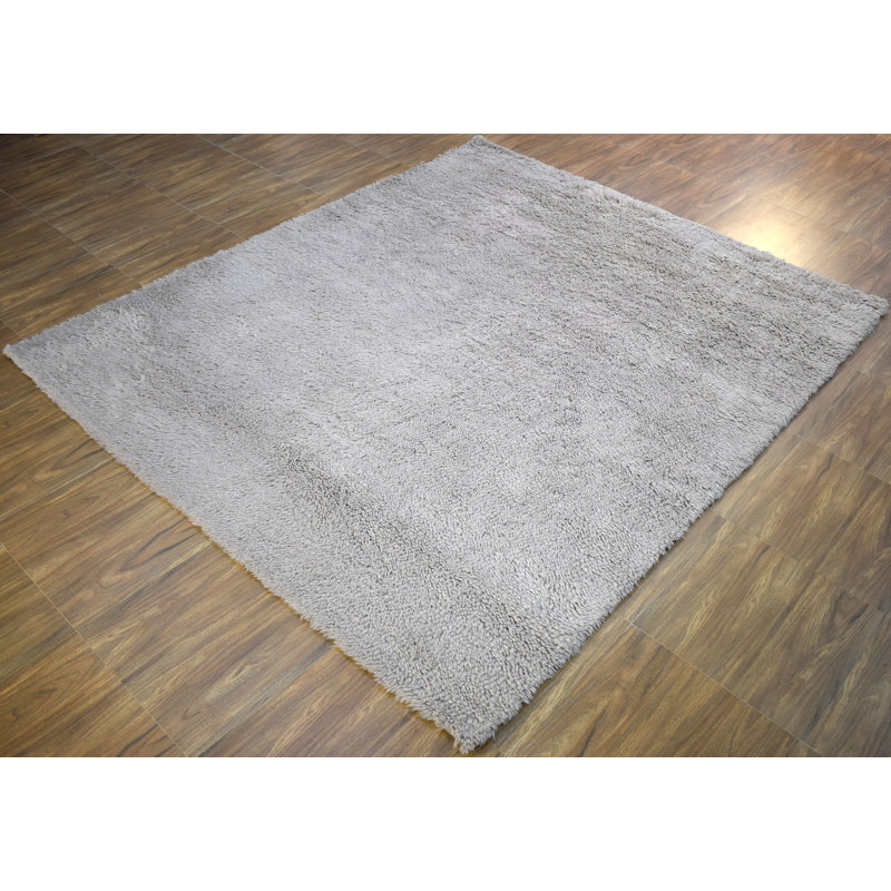 Tapis gris en laine noué à la main Balajadia, Rectangle 4 pi x 6 pi