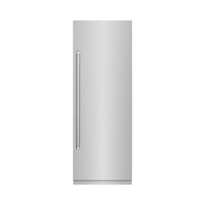 ZLINE 30 in. 16.7 cu. ft. Column Refrigerator in Satin Stainless Steel with Graphite Grey Interior