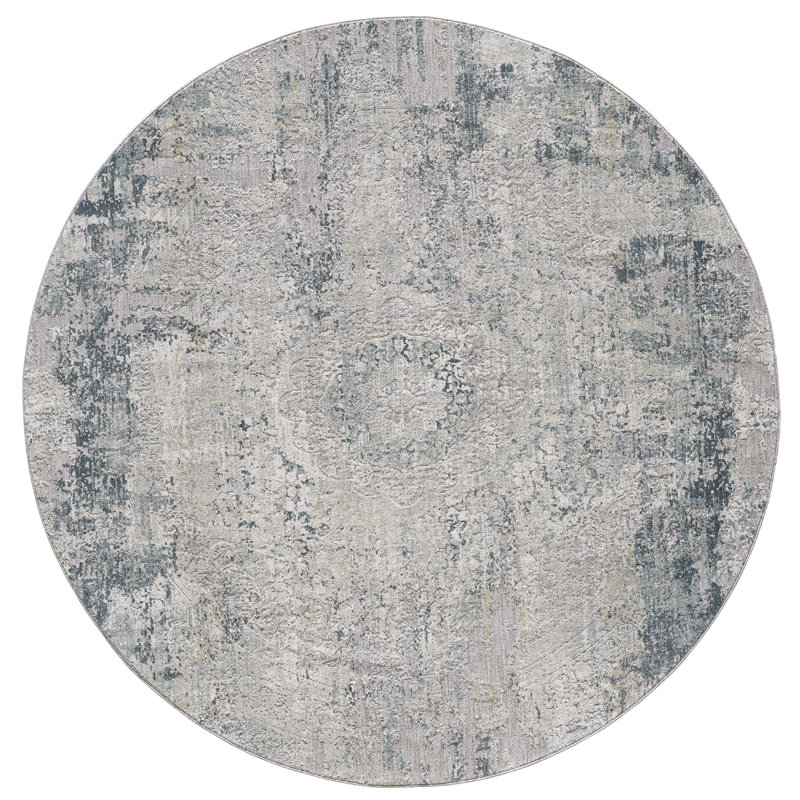 Peyton Medallion Machine Woven Performance Area Rug - Grey/Blue - 7'10" Round, 7'10" Round, Grey/Blue