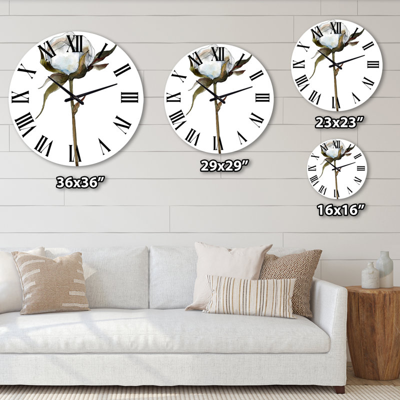 Fleur de coton rétro - horloge murale traditionnelle, Très petit