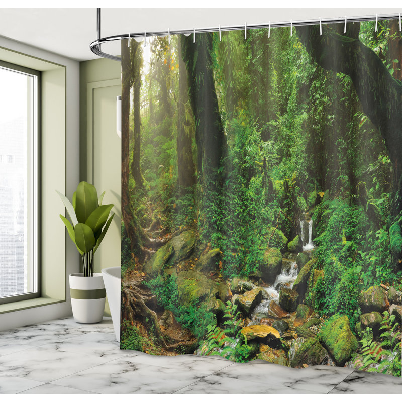 Shower Curtain with Hooks Included, 70"H x 69"W