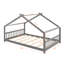 Lit de maison gris en bois de taille double - idéal pour le plaisir et le sommeil, avec structure de toit robuste, l 56,3 po de large, repose-pieds requis pour l'assemblage, grand lit de H 53,9 po