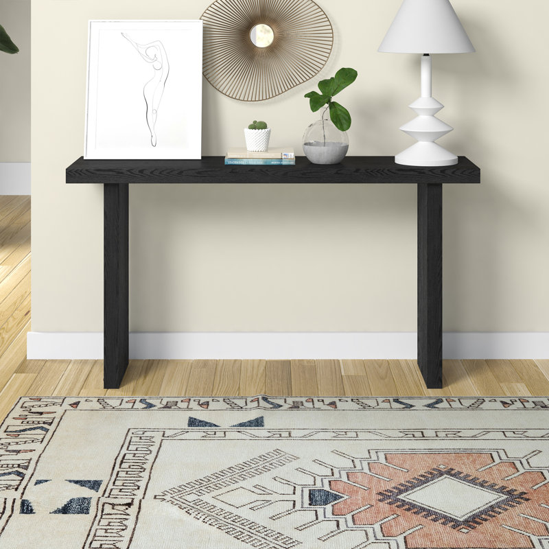 Chery 55" Wide Rectangular Console Table, Black