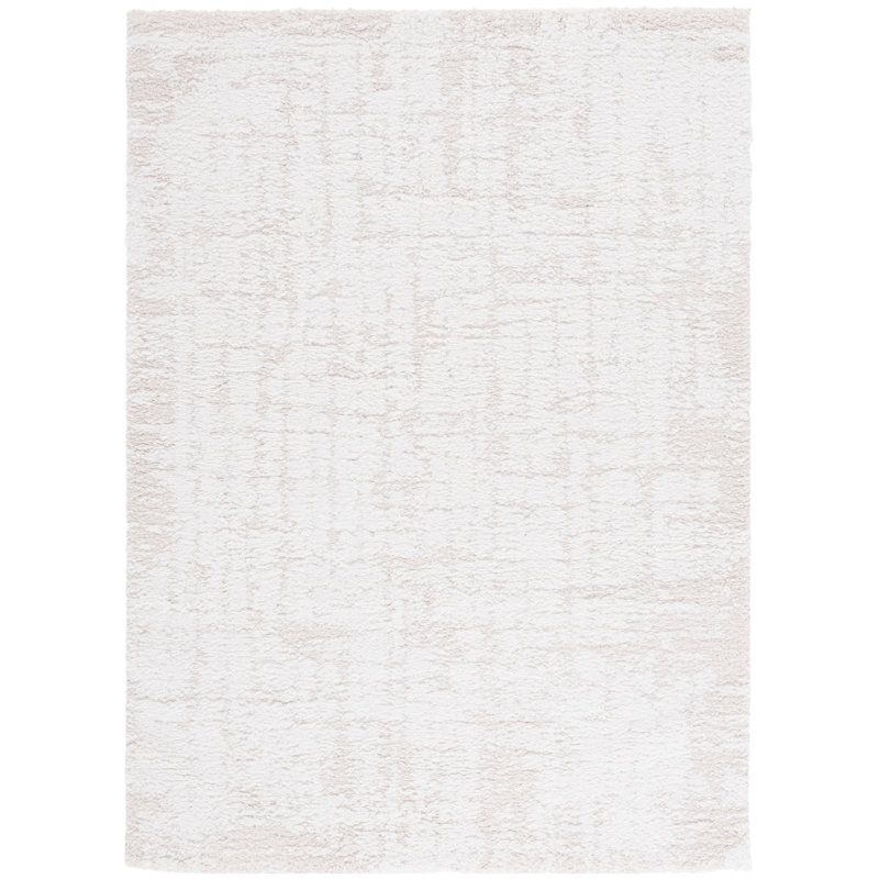 Ivory and Light Beige Rectangular Shag Area Rug