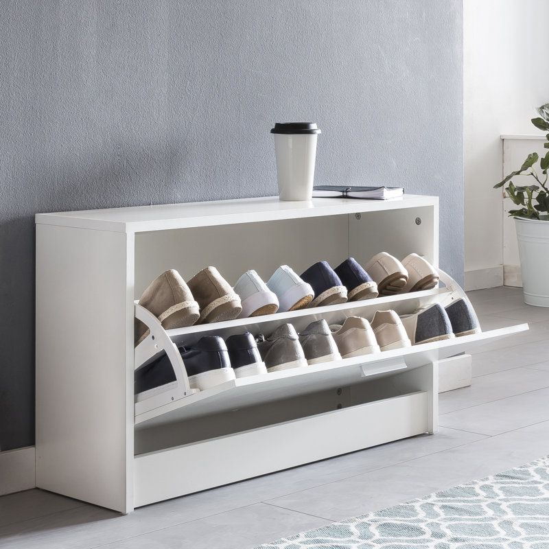 8 Pair Shoe Storage Bench, White