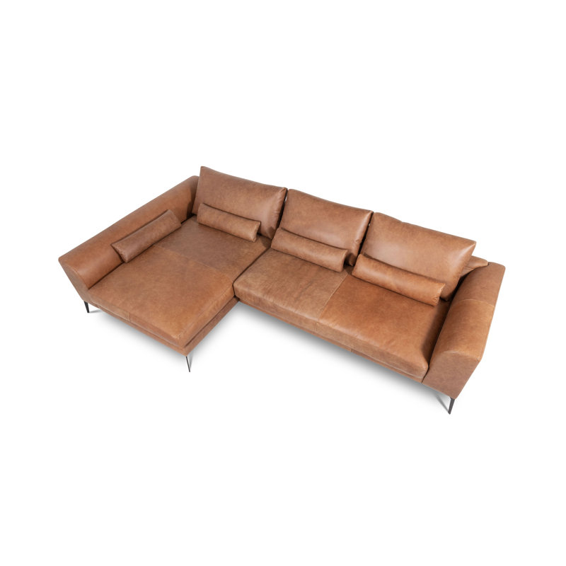 Houston Full Grain Leather Corner Sofa, Left Hand Facing, Light Brown