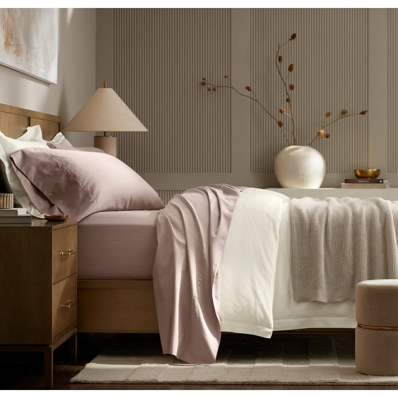 Signature Hemmed Sheet Set, Split King Sheet Set with 2 Pillowcases, Dusty Rose
