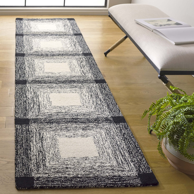 Laramy Hand Tufted Wool Pile Geometric Rug, Runner 2'3" x 9'