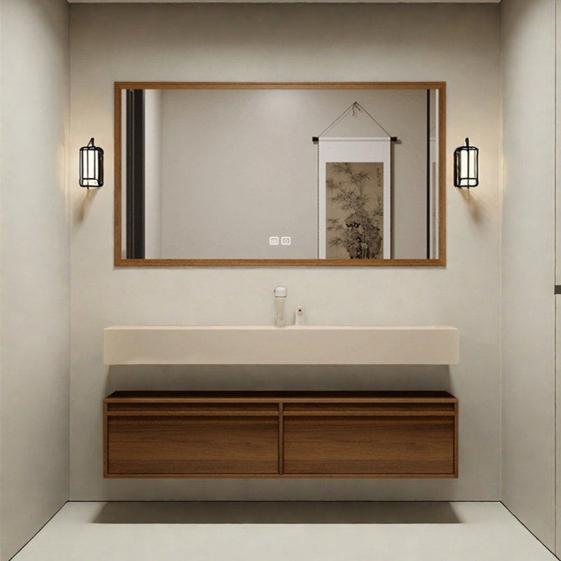 Retro high-end and simple bathroom cabinet, 59"