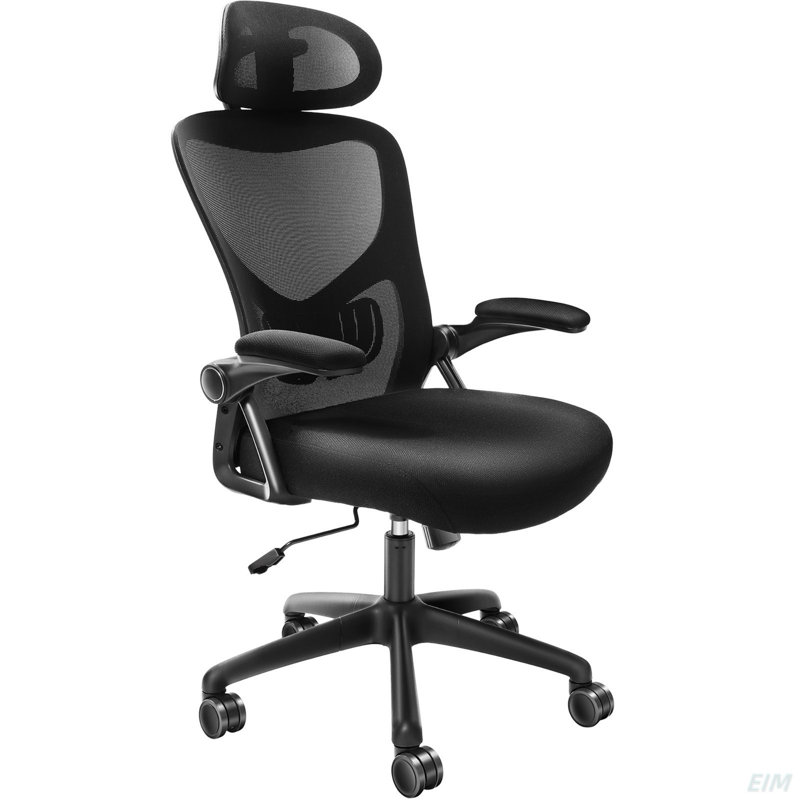 Chaise de bureau avec support lombaire réglable, chaise de bureau ergonomique à haut dossier avec appui-tête réglable, dossier de chaise de bureau ergonomique avec accoudoirs en deux dimensions, chaise d'ordinateur