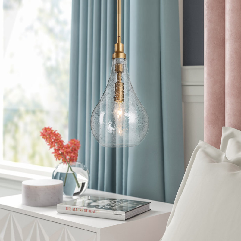 Luminaire suspendu en forme de goutte à 1 lumière, Laiton brossé