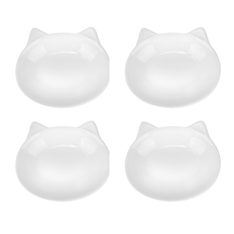 Assiette plate Milo Cat, ensemble de quatre, Blanc