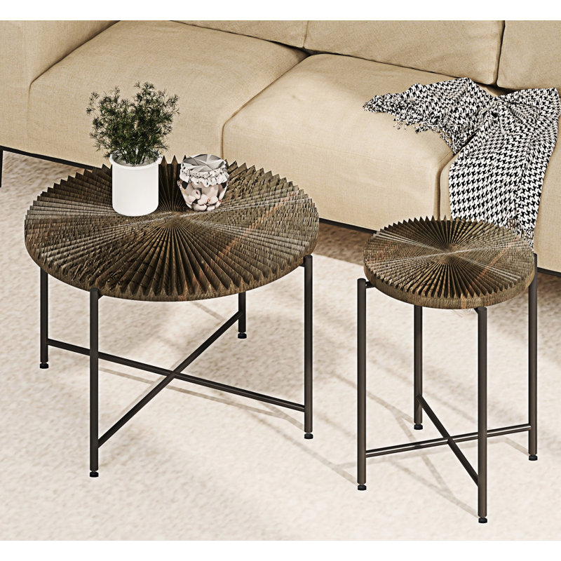 Ensemble de table basse et de bout, Noyer brun