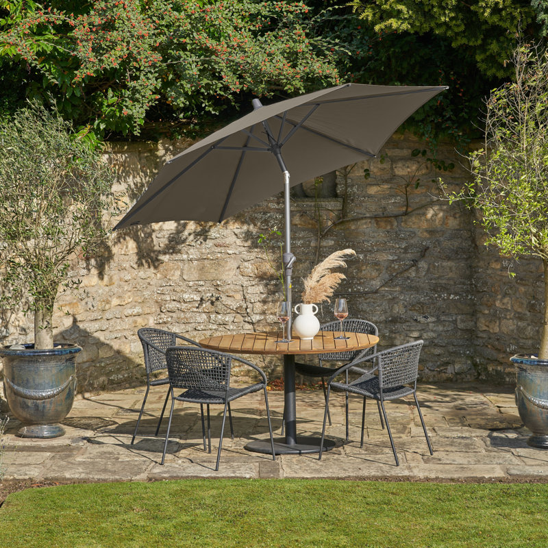 Hatten Riva Traditional Round Parasol, Taupe, 232cm H x 250cm W x 250cm D