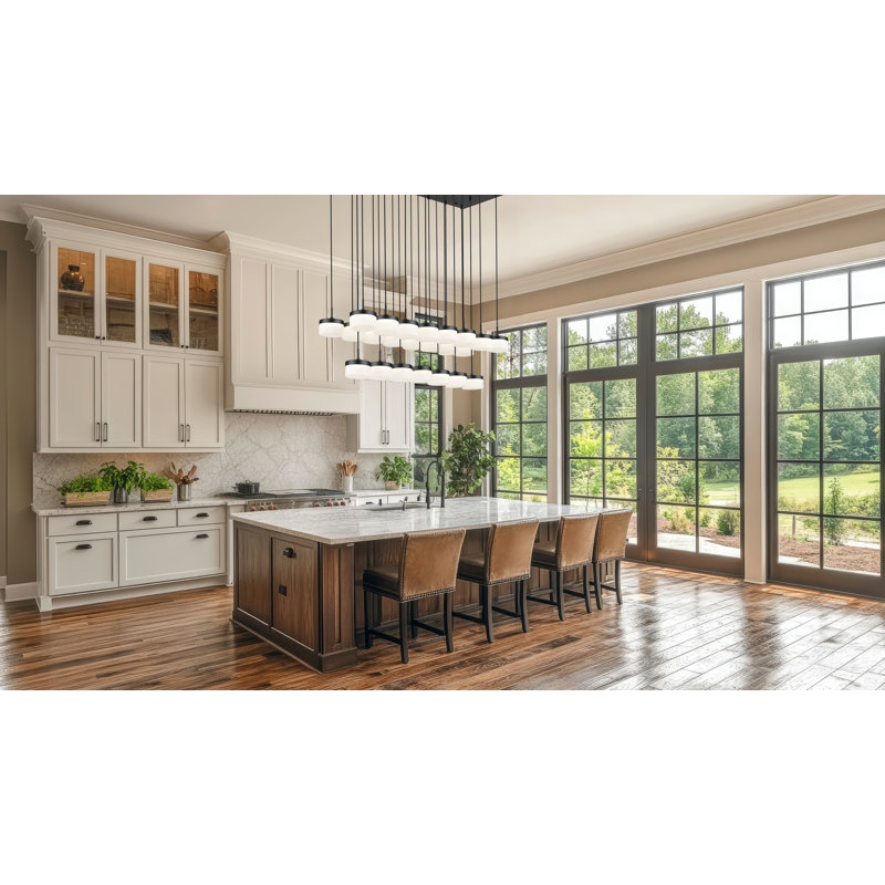 Lustre linéaire noir mat 23 lumières, Noir mat
