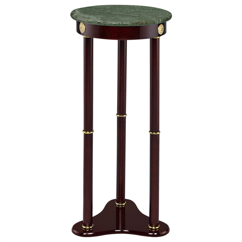 Support pour plante rond à trois pieds en marbre vert