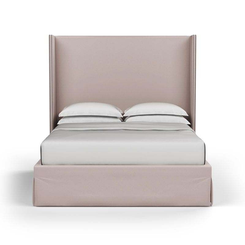 Lit tapissier Kaiser Box, Grand, Velours moelleux rosé