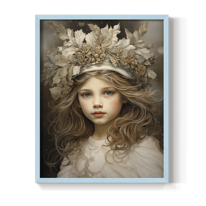 Reproduction d'art encadrée en bois massif Christmas Christmas, Blue, H 21 po x l 17 po