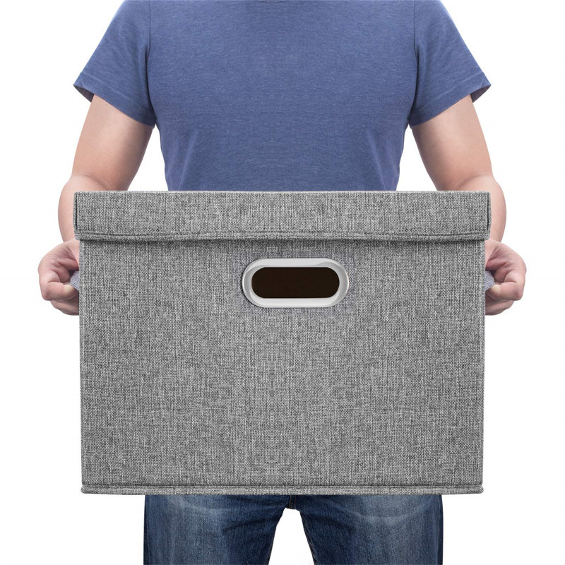 Brayden Studio Fabric Decorative Bin, Grey