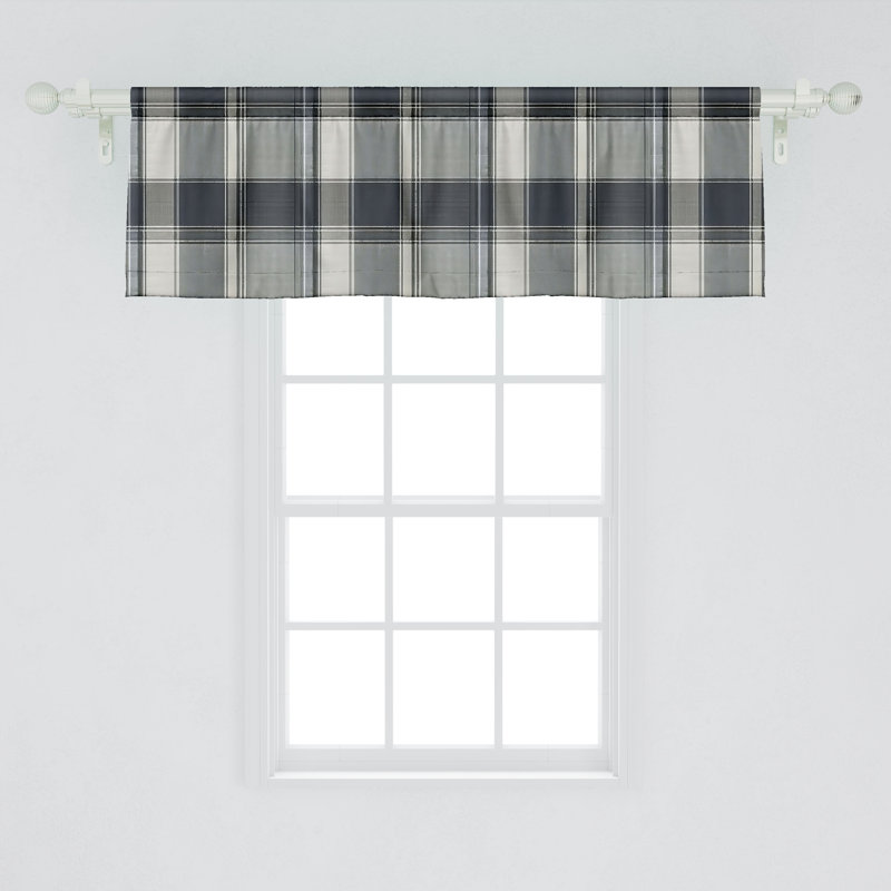 Plaid Light Filtering Satin Polyester Rod Pocket Valance