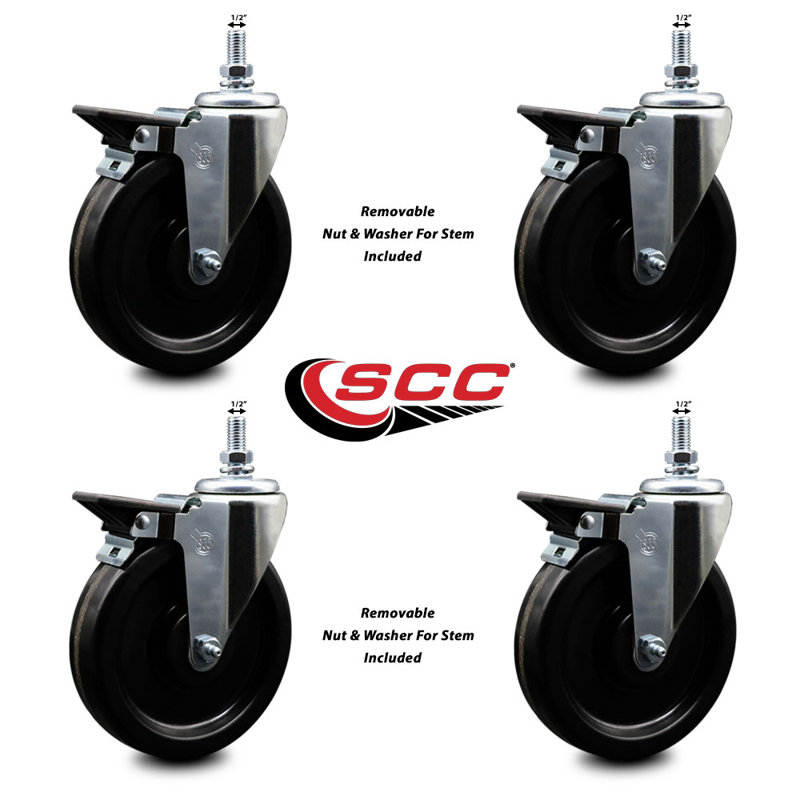 ½ Inch Threaded Stem Caster with Brake