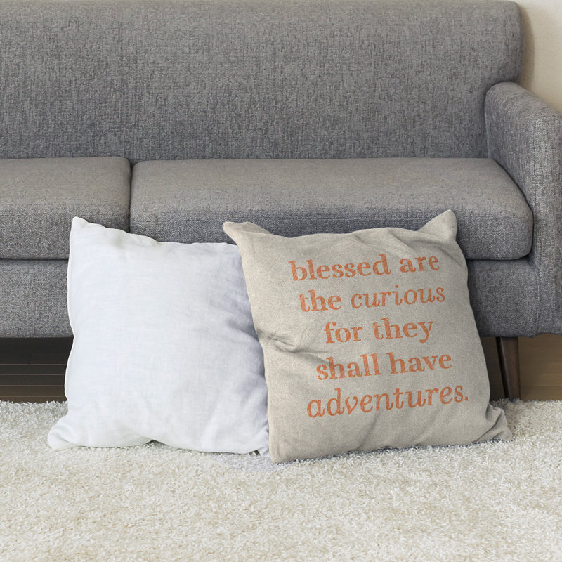 Coussin de sol curiosité inspirant, 40 po x 40 po, Blanc / Orange
