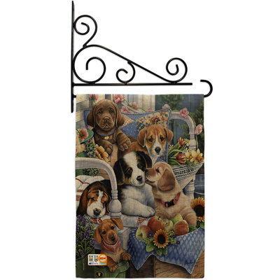 En toile jute 2 côtés pour 2 faces pup drapeau de jardin