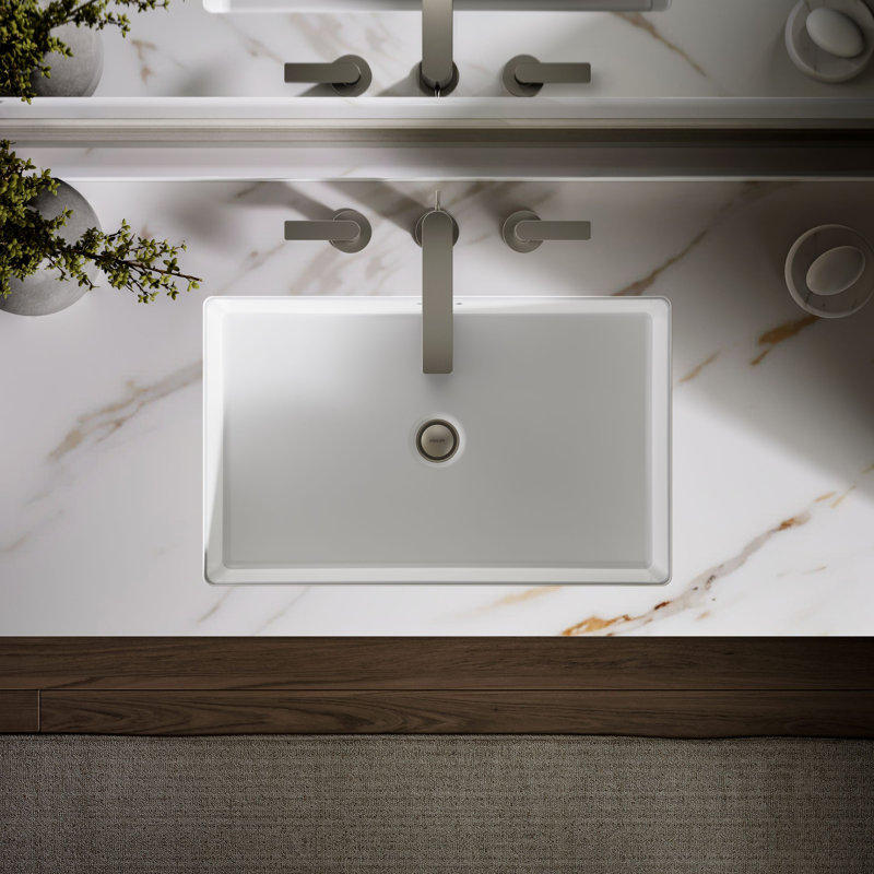 Kathryn® Vitreous China Rectangular Undermount Bathroom Sink with Overflow, White
