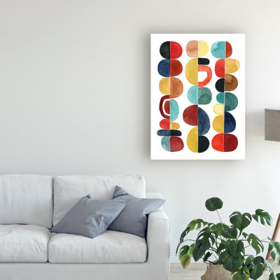 " Wrapped Canvas Wall Art - Grace Popp 'Midcentury Sunrise Ii' Wall Art for Living Room, Bedroom, or Office Décor - 18x24 " Acrylic Painting