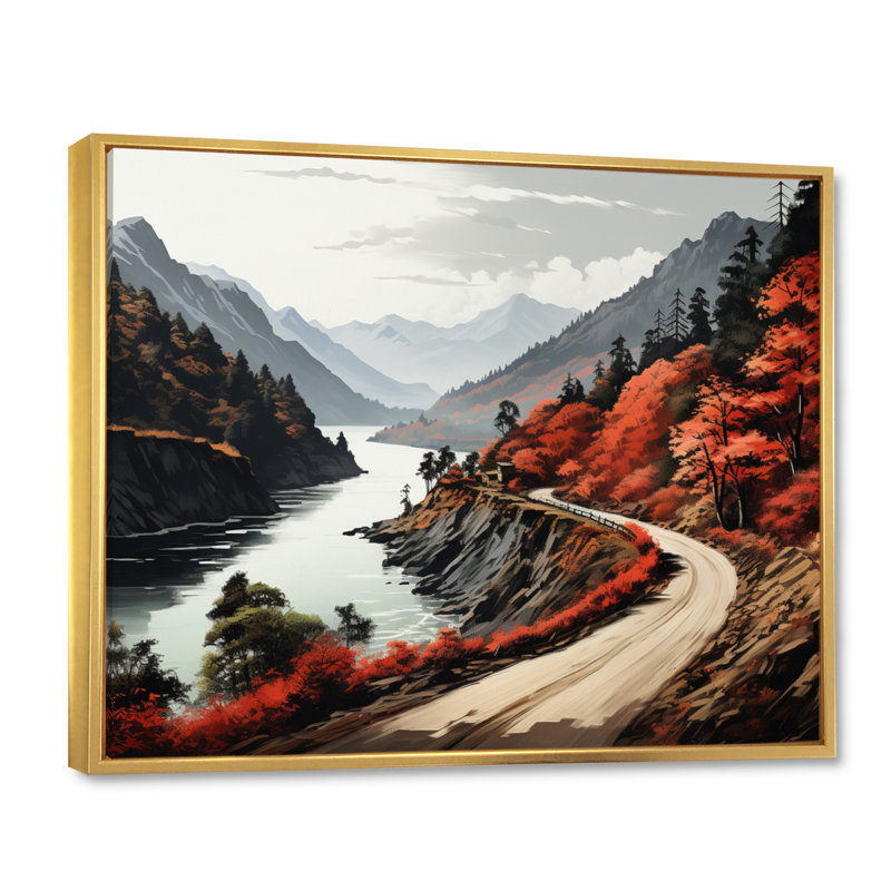 Endless River Journey Through Mountain II, Cadre flottant doré, H 24 po x l 32 po