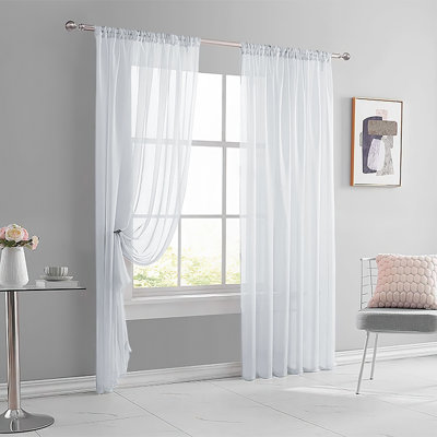 Sheer Voile Curtains Rod Pocket Design for Kitchen Bedroom Living Room