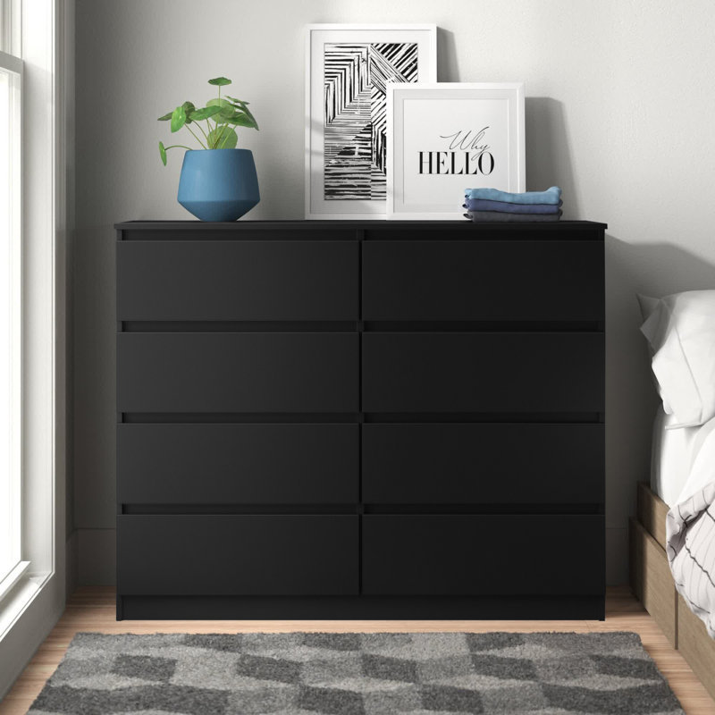 Braunstein 8 Drawer Chest Of Drawers, Black