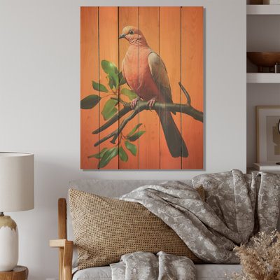 Coral Companion Dove I - Art mural en bois colombe sur bois de pin naturel