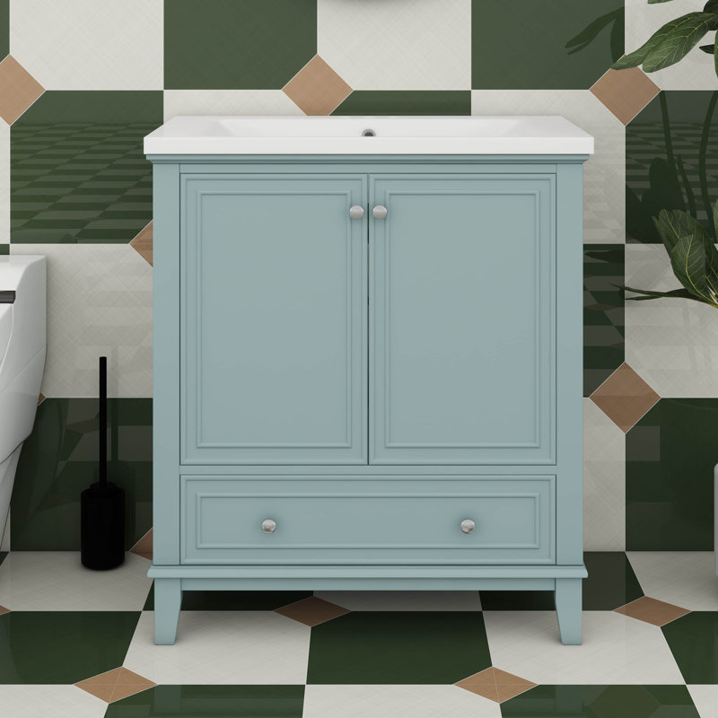 Meuble-lavabo de 30 po sans lavabo supérieur, armoire de salle de bain multifonctionnelle avec portes et tiroir, base de meuble-lavabo seulement
