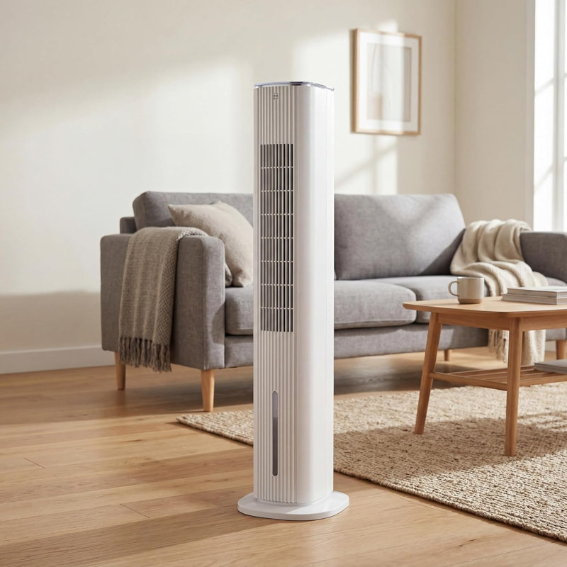 Air Pro 6L Tower Air Cooler 42" with Remote & Touch Control, Portable Evaporative Cooling Fan, Wide Angle Oscillation, 3 Speeds, 3 Modes, 12 Hour Timer, Humidifier with Ice Packs for Home Office