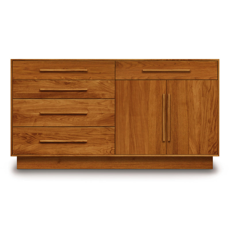 Moduluxe 5 - Drawer Solid Wood Dresser, Left, Autumn Cherry