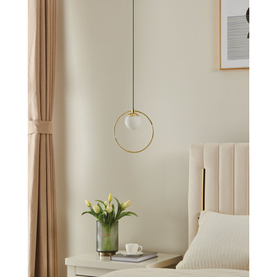 Luminaire suspendu en laiton et noir à 1 lumière Renley