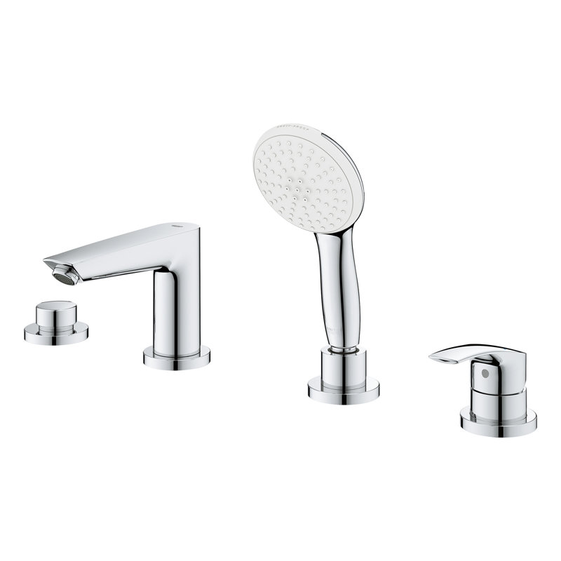 Eurosmart 4-Hole Roman Tub Faucet with Hand Shower, Chrome