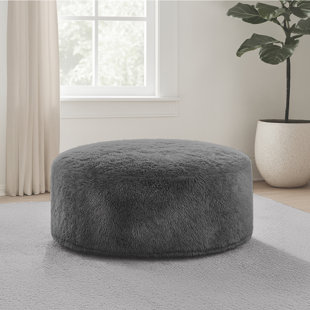 Fauteuil à billes rond en fausse fourrure