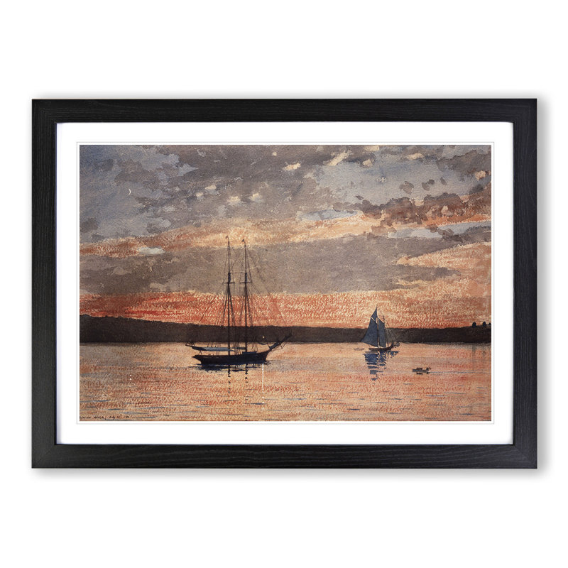 Sunset at Gloucester by Winslow Homer - Framed Print, 27cm H x 36cm W x 2cm D, Black Framed