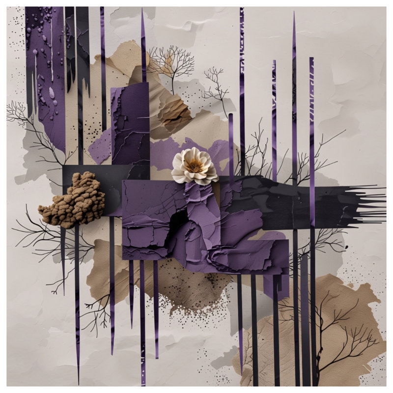 Textured Abstract Collage Comforter, Queen