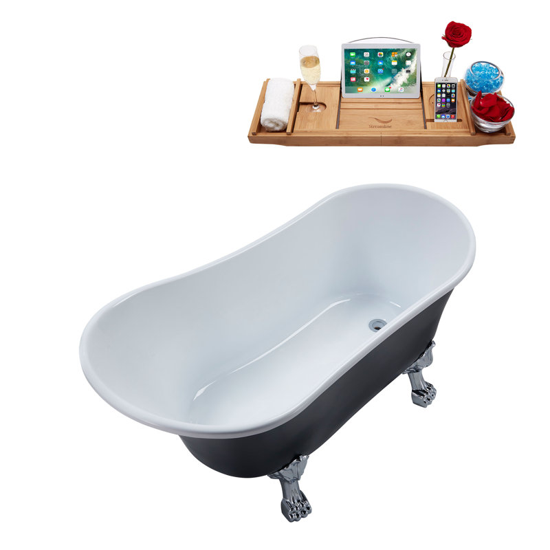 59.1'' x 27.6'' Soaking Acrylic Bathtub, Polished Chrome, Polished Chrome