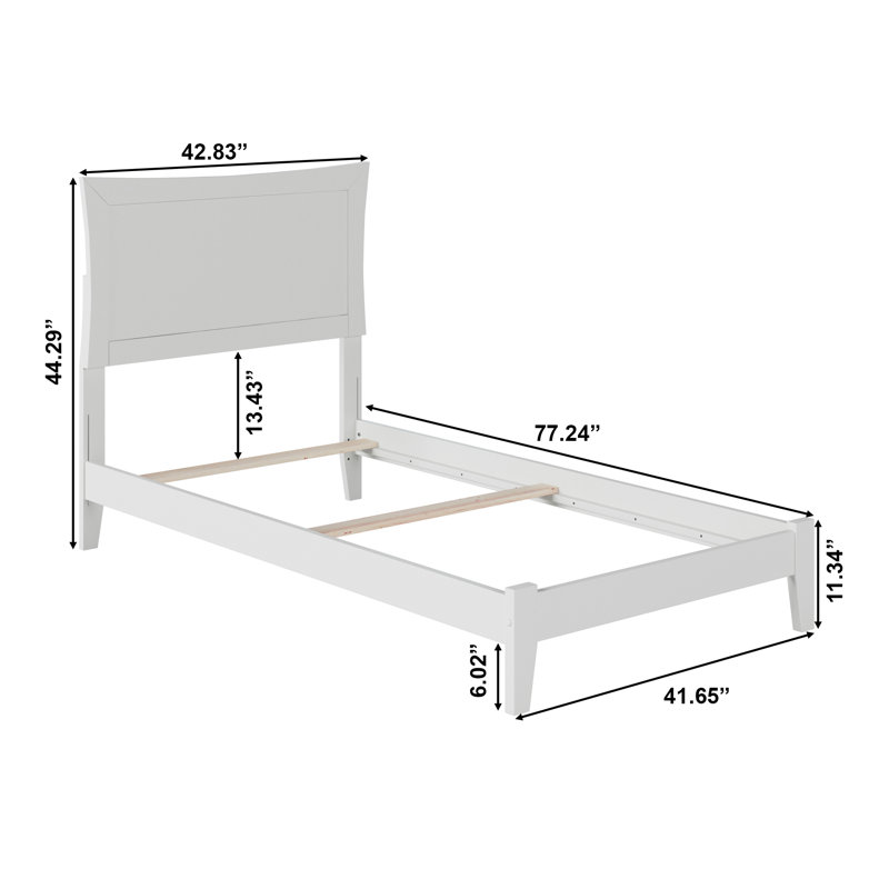 Lit de base en bois massif Ralls, Blanc, Lit simple