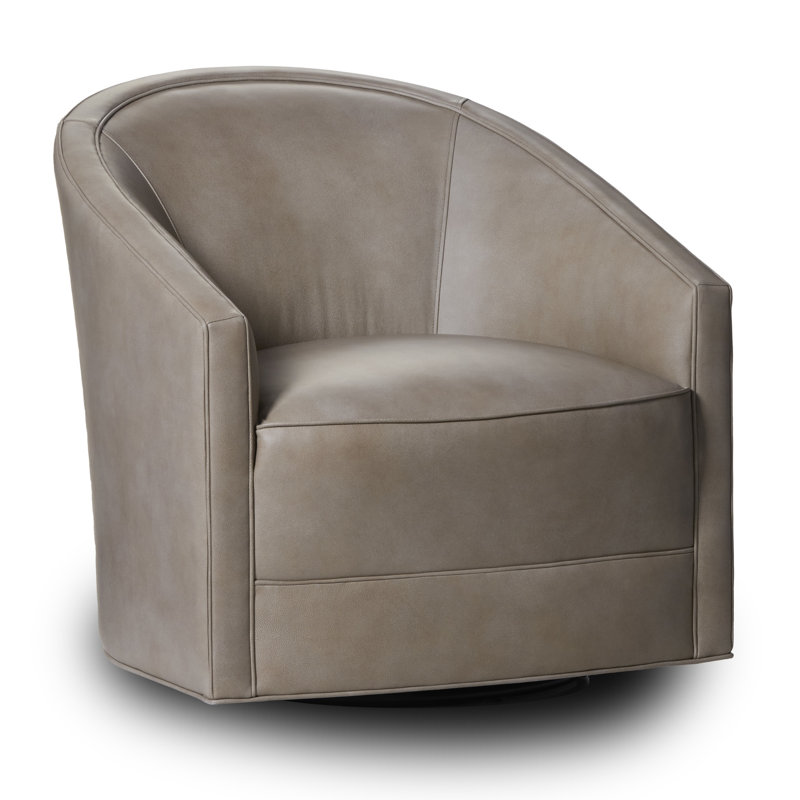 Fauteuil pivotant en cuir Samantha, Cuir véritable beige